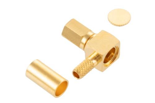 SSMC Plug Right Angle Connector Crimp/Solder Attachment for RG316-DS, RG188-DS