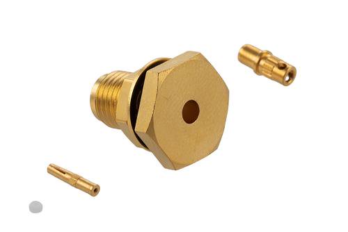 SMA Female Bulkhead Connector Press Fit Attachment For RG178, RG178-DS, .236 inch D Hole, IP67 Mated