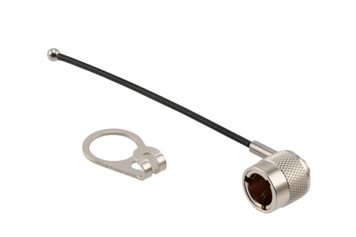 TRS Subminiature Jack RFI Cap with 3" Stainless Steel Lanyard and .439-.443" D-Ring