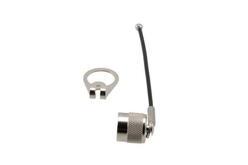 TRS Subminiature Jack RFI Cap with 3" Stainless Steel Lanyard and .439-.443" D-Ring