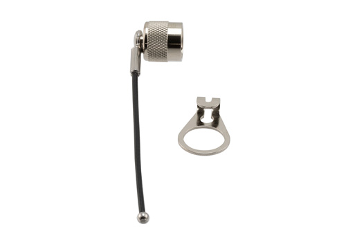 TRS Subminiature Jack RFI Cap with 3" Stainless Steel Lanyard and .439-.443" D-Ring