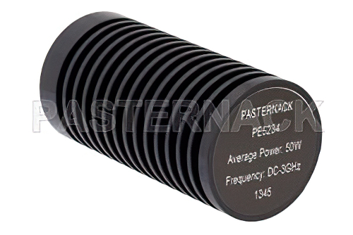 50 Watt RF Load Up to 3 GHz With N Female Input Round Body Black Anodized Aluminum Heatsink