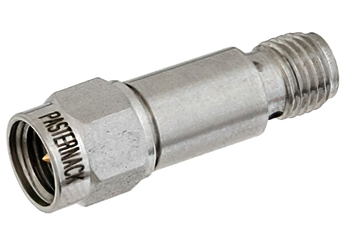 30 dB Fixed Attenuator, SMA Male to SMA Female Passivated Stainless Steel Body Rated to 2 Watts Up to 18 GHz