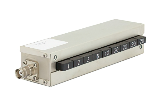 0 to 102 dB Push Button Step Attenuator, BNC Female To BNC Female With 1 dB Step Rated To 1 Watt Up To 750 MHz