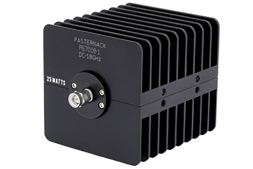 1 dB Fixed Attenuator, SMA Male to SMA Female Black Anodized Aluminum Heatsink Body Rated to 25 Watts Up to 18 GHz