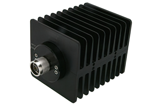 30 dB Fixed Attenuator, N Male to N Female Directional Black Anodized Aluminum Heatsink Body Rated to 100 Watts Up to 1.5 GHz