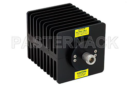 6 dB Fixed Attenuator, N Male to N Female Directional Black Anodized Aluminum Heatsink Body Rated to 100 Watts Up to 1.5 GHz