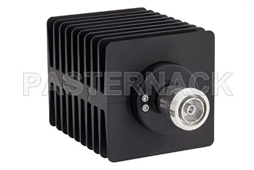 20 dB Fixed Attenuator, 7/16 DIN Male To 7/16 DIN Female Directional Black Anodized Aluminum Heatsink Body Rated To 100 Watts Up To 1.5 GHz