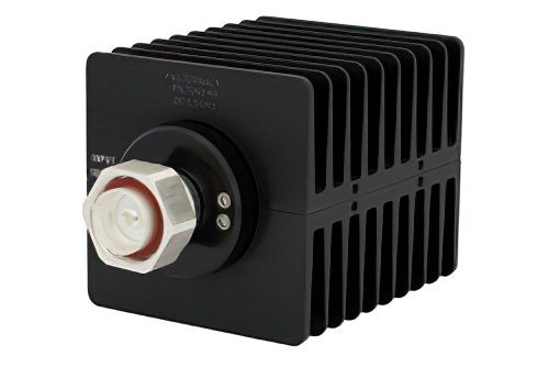 40 dB Fixed Attenuator, 7/16 DIN Male To 7/16 DIN Female Directional Black Anodized Aluminum Heatsink Body Rated To 100 Watts Up To 1.5 GHz