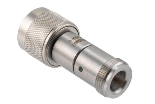 6 dB Fixed Attenuator, 75 Ohm N Male to 75 Ohm N Female Brass Nickel Body Rated to 2 Watts Up to 4 GHz