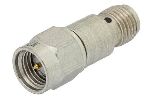 8 dB Fixed Attenuator, SMA Male to SMA Female Passivated Stainless Steel Body Rated to 2 Watts Up to 12.4 GHz