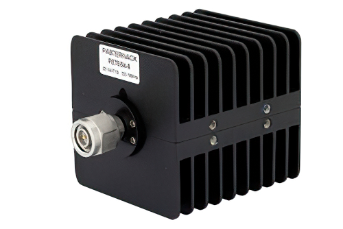 6 dB Fixed Attenuator, TNC Male to TNC Female Black Anodized Aluminum Heatsink Body Rated to 25 Watts Up to 18 GHz
