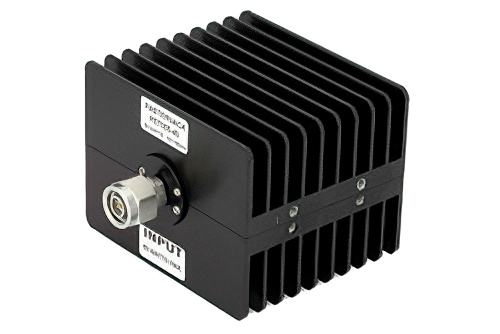 40 dB Fixed Attenuator, TNC Male To TNC Female Directional Black Anodized Aluminum Heatsink Body Rated To 50 Watts Up To 18 GHz