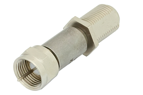 3 dB Fixed Attenuator, 75 Ohm F Male to 75 Ohm F Female Brass Nickel Body Rated to 2 Watts Up to 1,000 MHz