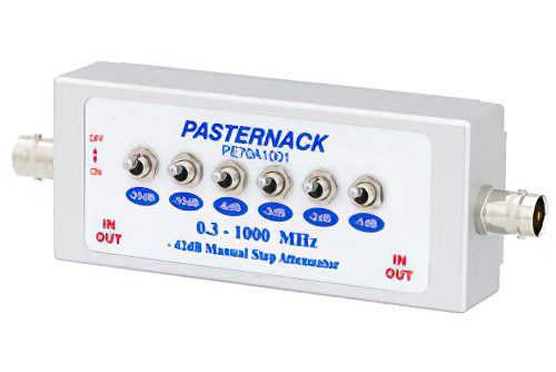 0 to 42 dB Toggle Step Attenuator, 75 Ohm BNC Female to 75 Ohm BNC Female Rated to 1 Watt Up to 1,000 MHz