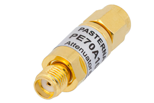 6 dB Fixed Attenuator, SMA Male to SMA Female Copper Body Rated to 2 Watts From 0.009 MHz to 6 GHz