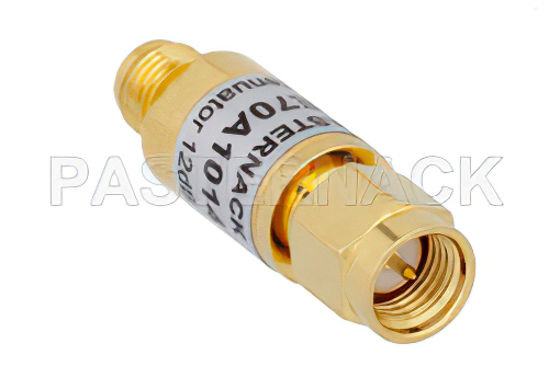 12 dB Fixed Attenuator, SMA Male to SMA Female Brass Body Rated to 2 Watts From 0.009 MHz to 6 GHz