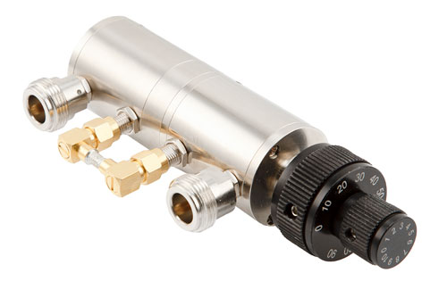 0 to 100 dB Step Attenuator with a 1 dB Step N Female Interface Rated Up to 3 GHz and Up to 2 Watts in a Dial Design
