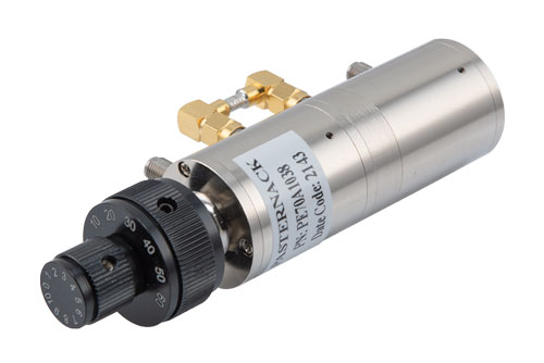 1.5 to 70 dB Step Attenuator with a 1 dB Step SMA Female Interface Rated Up to 3 GHz and Up to 2 Watts in a Dial Design