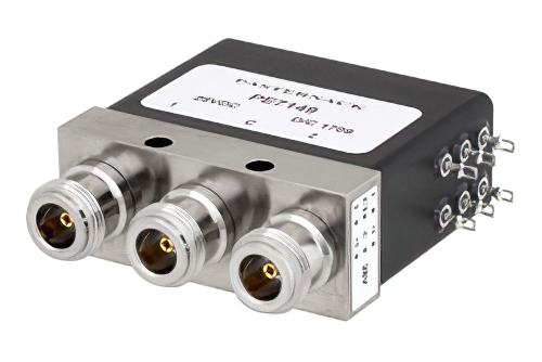 SPDT Electromechanical Relay Pulse Latching Switch, DC to 8 GHz, up to 375W, 28V, Indicators, Hot Switching, N