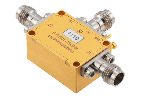 Reflective SPDT Ultra-Wideband PIN Diode Switch Operating from 1 MHz to 75 GHz Up to 15 dBm, 400 nsec and 1.85mm