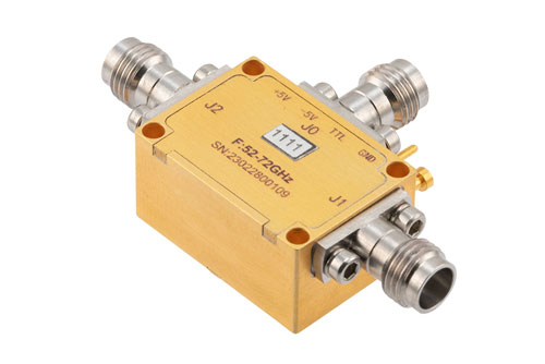 Reflective SPDT Wideband PIN Diode Switch Operating from 52 GHz to 72 GHz Up to 20 dBm, 100 nsec max and 1.85mm