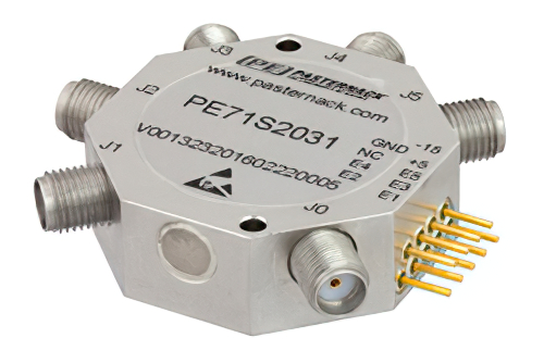 SP5T PIN Diode Switch Operating From 100 MHz to 20 GHz Up to +27 dBm and SMA