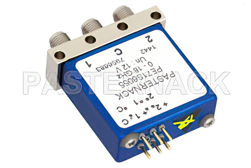 SPDT Electromechanical Relay Latching Switch, DC to 18 GHz, up to 240W, 12V Indicators, Self Cut Off, SMA