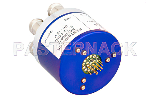 SP6T Electromechanical Relay Latching Switch, DC to 12.4 GHz, up to 400W, 12V Indicators, Reset, N