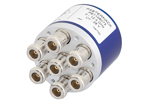 SP6T Electromechanical Relay Latching Switch, DC to 12.4 GHz, up to 400W, 28V Indicators, Reset, N