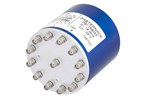 SP12T Electromechanical Relay Latching Switch, Terminated, DC to 18 GHz, up to 240W, 28V Indicators, Reset, SMA