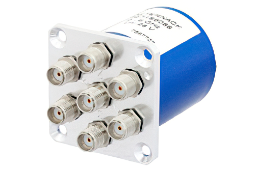 SP6T Electromechanical Relay Latching Switch, DC to 6 GHz, up to 80W, 28V Global Reset, SMA