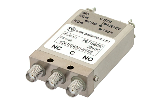 SPDT Electromechanical Relay Failsafe Switch, DC to 26.5 GHz, 20W, 28V TTL, Diodes, Indicators, SMA