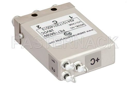 SPDT Electromechanical Relay Latching Switch, DC to 26.5 GHz, 20W, 28V Self Cut Off, Diodes, SMA