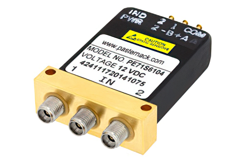 SPDT Electromechanical Relay Failsafe Switch, DC to 40 GHz, 10W, 12V Indicators, TTL, Diodes, 2.92mm