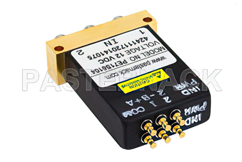 SPDT Electromechanical Relay Failsafe Switch, DC to 40 GHz, 10W, 12V Indicators, TTL, Diodes, 2.92mm