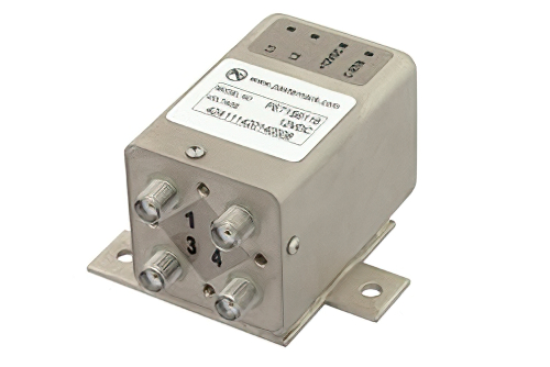 Transfer Electromechanical Relay Latching Switch, DC to 26.5 GHz, 20W, 12V Indicators, TTL, Self Cut Off, Diodes, SMA