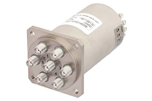 SP6T Electromechanical Relay Normally Open Switch, DC to 22 GHz, 20W, 12V, Indicators, TTL, Diodes, SMA