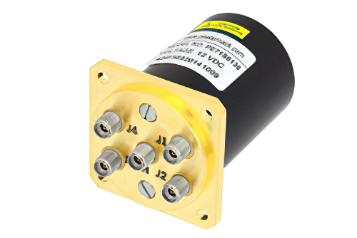 SP4T Electromechanical Relay Normally Open Switch, DC to 40 GHz, 3W, 12V Indicators, TTL, Diodes, 2.92mm