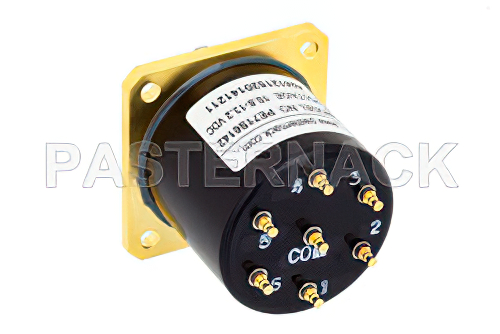 SP6T Electromechanical Relay Normally Open Switch, DC to 40 GHz, 3W, 12V, 2.92mm