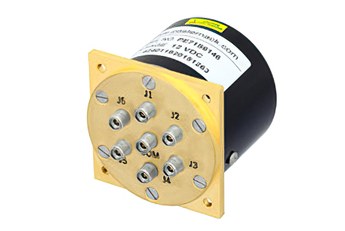 SP6T Electromechanical Relay Latching Switch, DC to 40 GHz, 3W, 12V Self Cut Off, Reset, Diodes, 2.92mm
