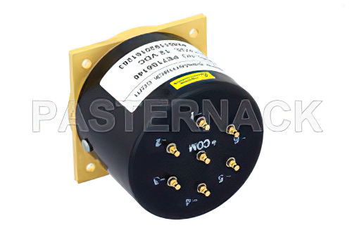 SP6T Electromechanical Relay Latching Switch, DC to 40 GHz, 3W, 12V Self Cut Off, Reset, Diodes, 2.92mm