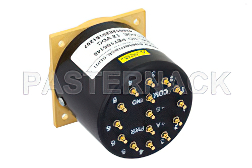 SP6T Electromechanical Relay Latching Switch, DC to 40 GHz, 3W, 12V Indicators, TTL, Self Cut Off, Diodes, 2.92mm