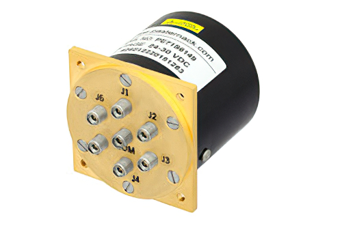 SP6T Electromechanical Relay Latching Switch, DC to 40 GHz, 3W, 28V Indicators, TTL, Self Cut Off, Diodes, 2.92mm