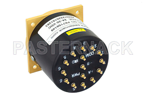 SP6T Electromechanical Relay Latching Switch, DC to 40 GHz, 3W, 28V Indicators, TTL, Self Cut Off, Diodes, 2.92mm