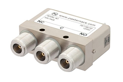 SPDT Electromechanical Relay Failsafe Switch, DC to 12.4 GHz, 50W, 12V, N