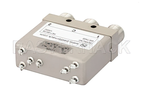 SPDT Electromechanical Relay Latching Switch, DC to 12.4 GHz, 50W, 12V Indicators, TTL, Diodes, Self Cut Off, N