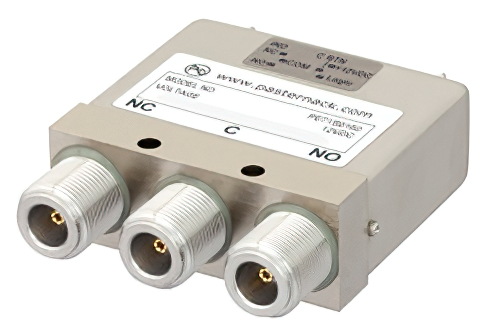SPDT Electromechanical Relay Failsafe Switch, DC to 12.4 GHz, 160W, 12V Indicators, TTL, Diodes, N