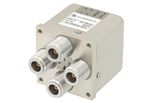 Transfer Electromechanical Relay Latching Switch, DC to 12.4 GHz, 160W, 28V Indicators, TTL, Self Cut Off, Diodes, N