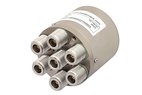 SP6T Electromechanical Relay Normally Open Switch, DC to 10 GHz, 50W, 28V, N